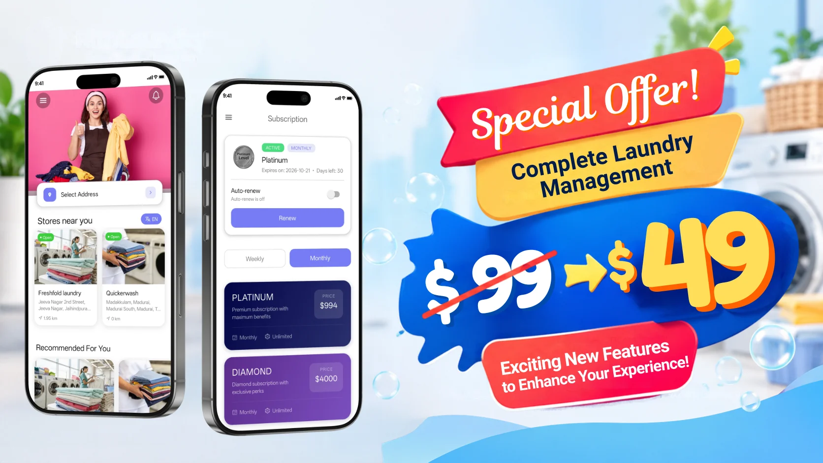 Complete Laundry App With Admin Panel | RithLaundry - OnDemand Laundry Booking System