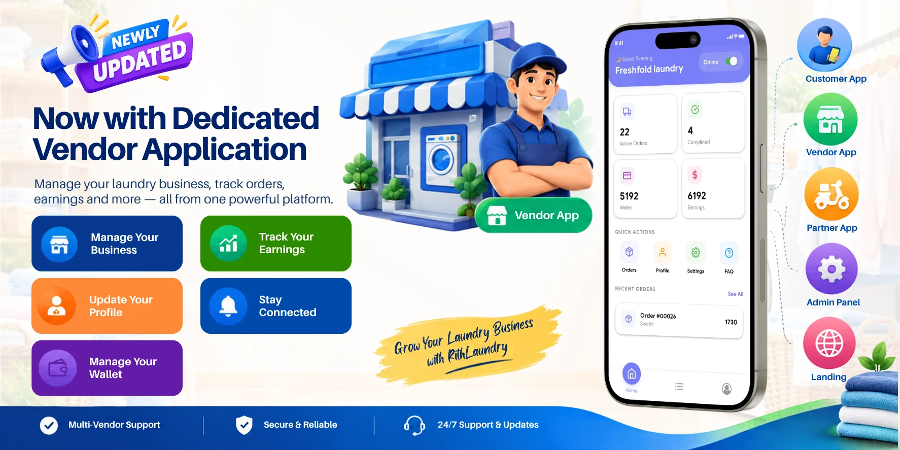 Complete Laundry App With Admin Panel | RithLaundry - OnDemand Laundry Booking System