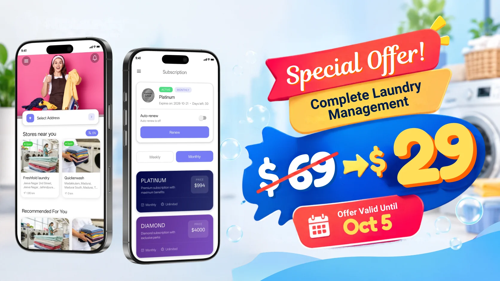 Complete Laundry App With Admin Panel | RithLaundry - OnDemand Laundry Booking System